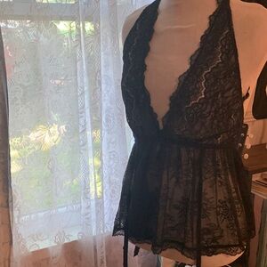 Victoria's Secret Black Lace Chemise